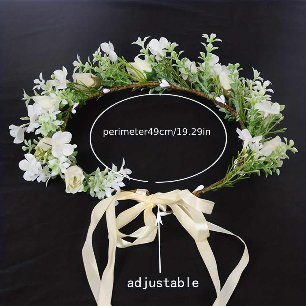 Boho Flower Wreath Headdress for Wedding Bride