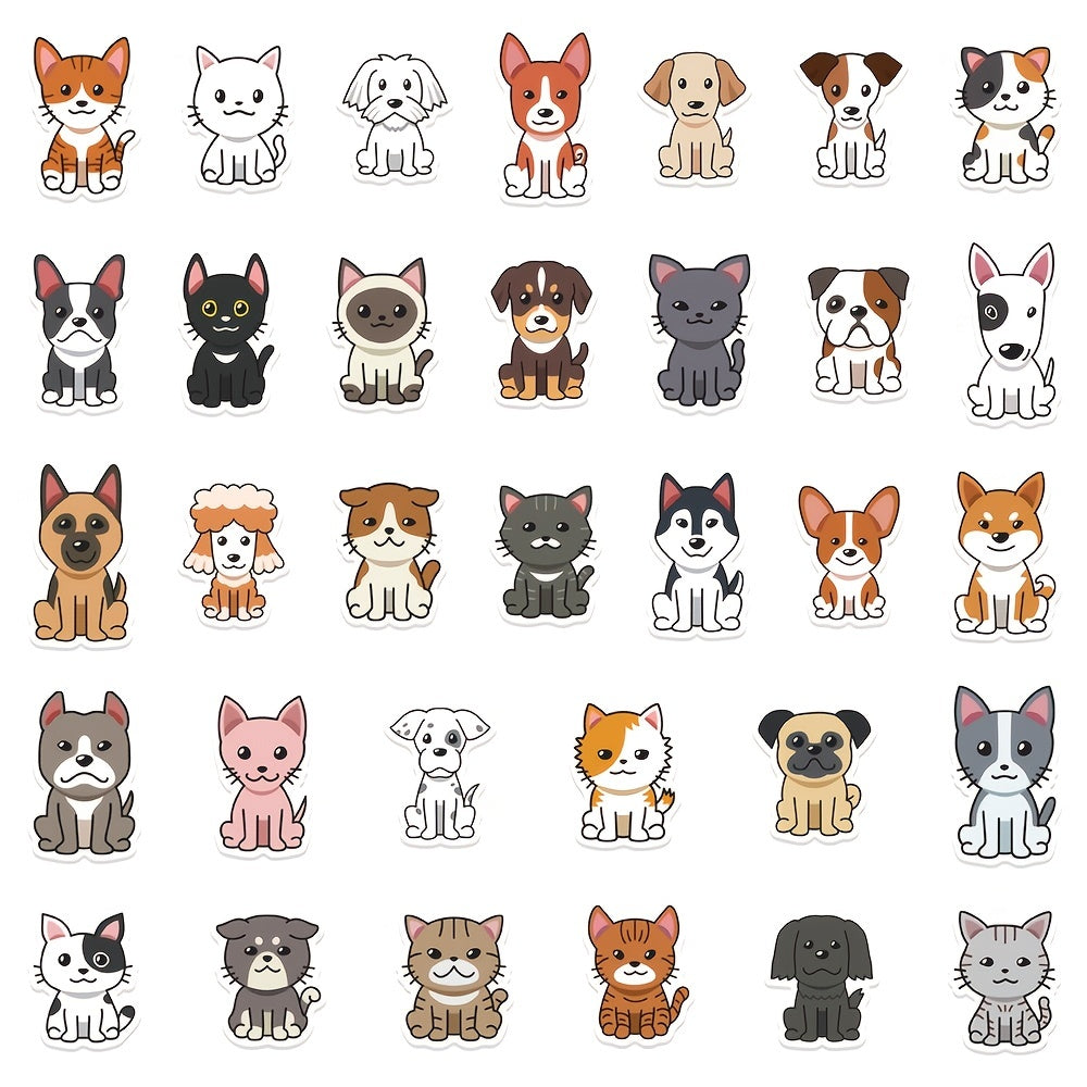 33Pcs Cartoon Cat And Dog Stickers Waterproof DIY Stickers