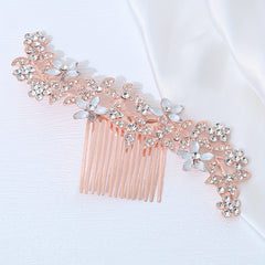 Rhinestone Hair Comb Flower Leaf Vine Hair Side Comb for Wedding Bridal Banquet