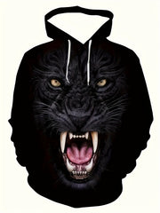 Men's 3D Print Animal Hoodie with Kangaroo Pocket