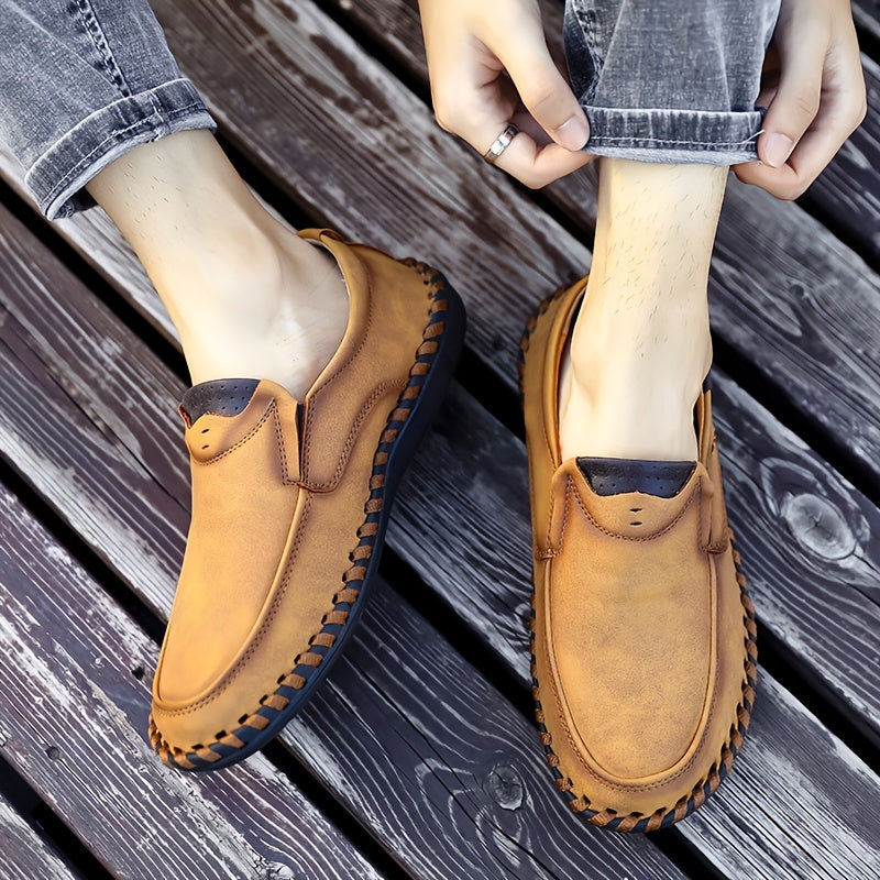 Men's Stitching Loafer Shoes Lightweight Slip On Flat Shoes