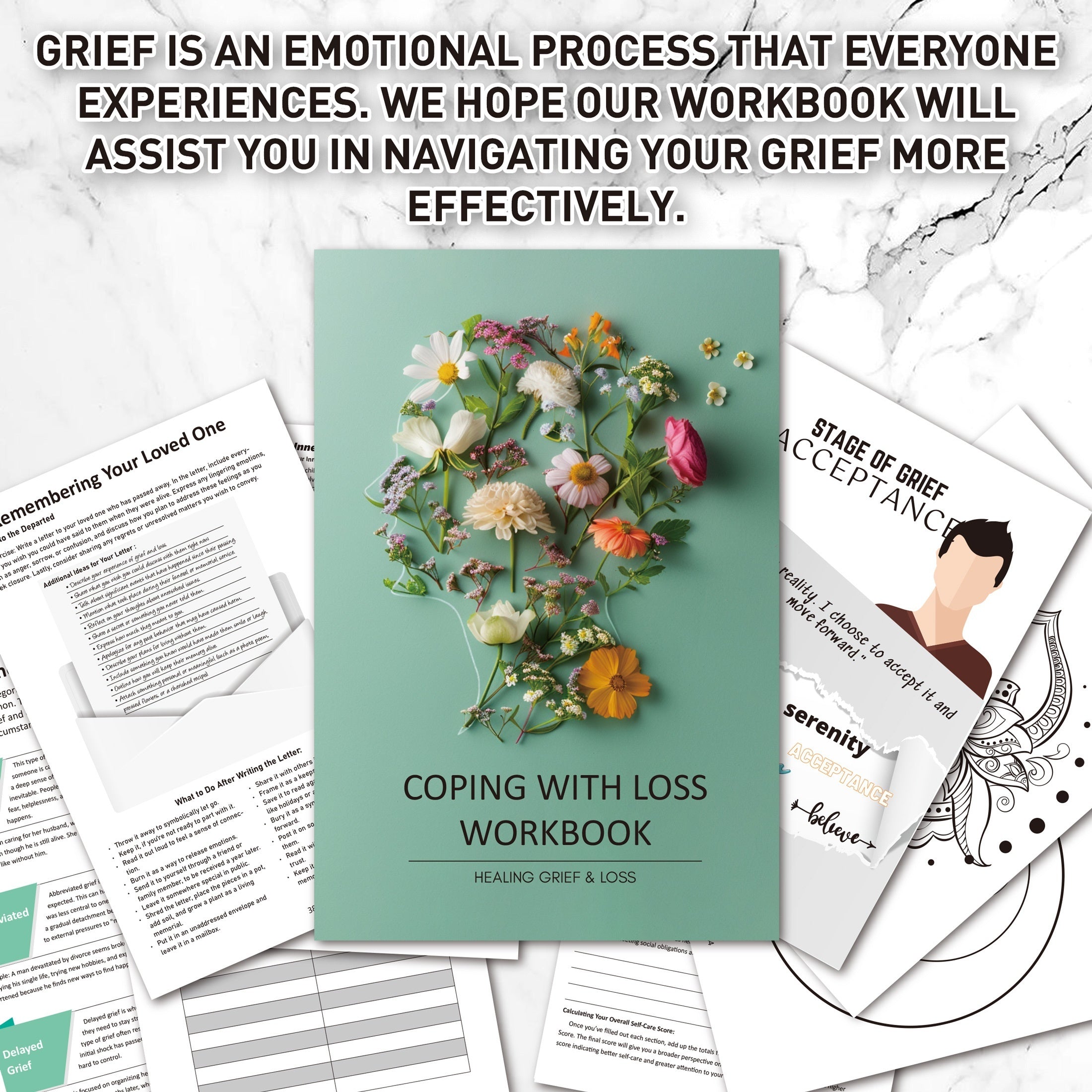 Grief Healing Workbook for Adults Coping with Loss - Guided Journaling