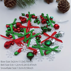 100pcs Christmas Pom Poms Wood Xmas Tree Buttons Jingle Bells DIY