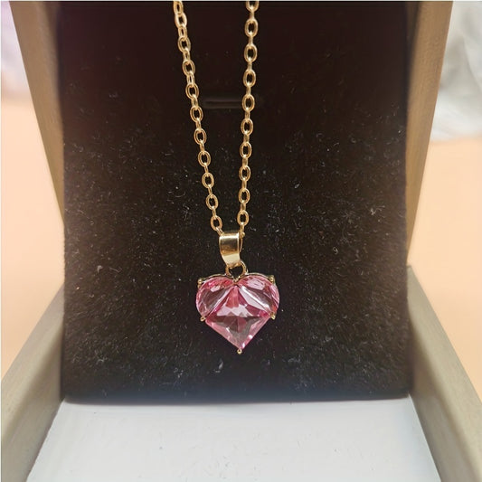 Pink Heart Pendant Necklace for Girls Y2K Jewelry Accessories