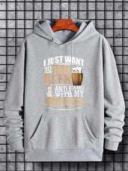Men's Beer Print Hoodie Drawstring Sweatshirt