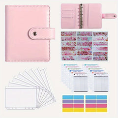 Stylish A7 PU Leather Budget Binder with Cash Envelopes Stickers