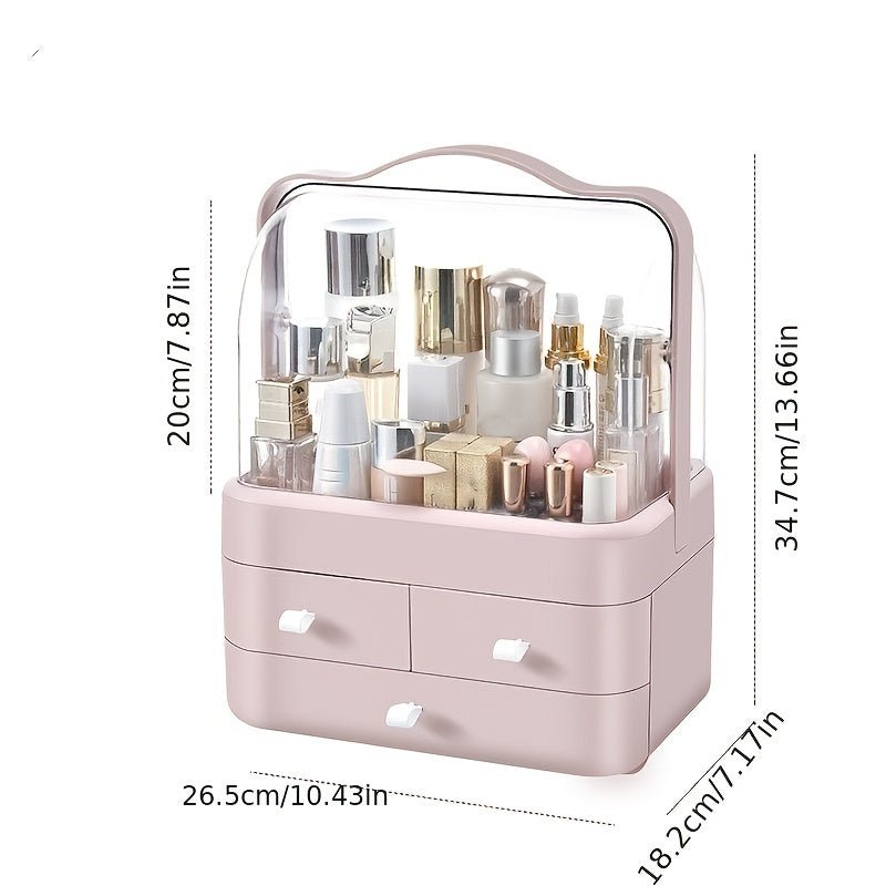 Large Capacity Makeup Organizer with Drawer and Lid