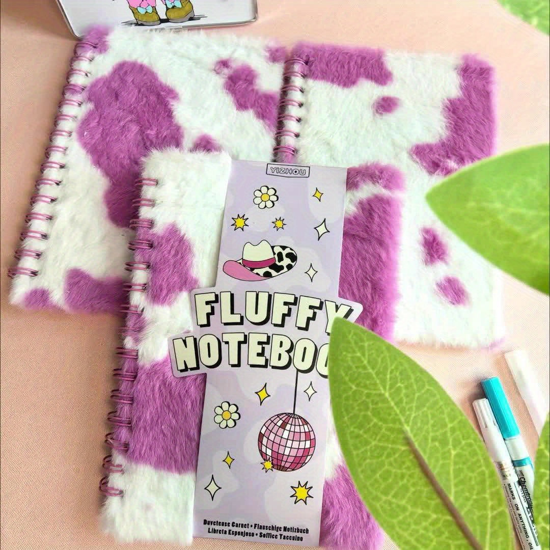 Cow Print Plush Journal Pink Girly Heart High Value Notebook Student Diary