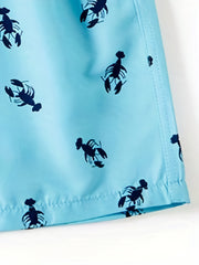 Crayfish Pattern Print Men s Swim Trunks Quick Dry Drawstring Beach Shorts