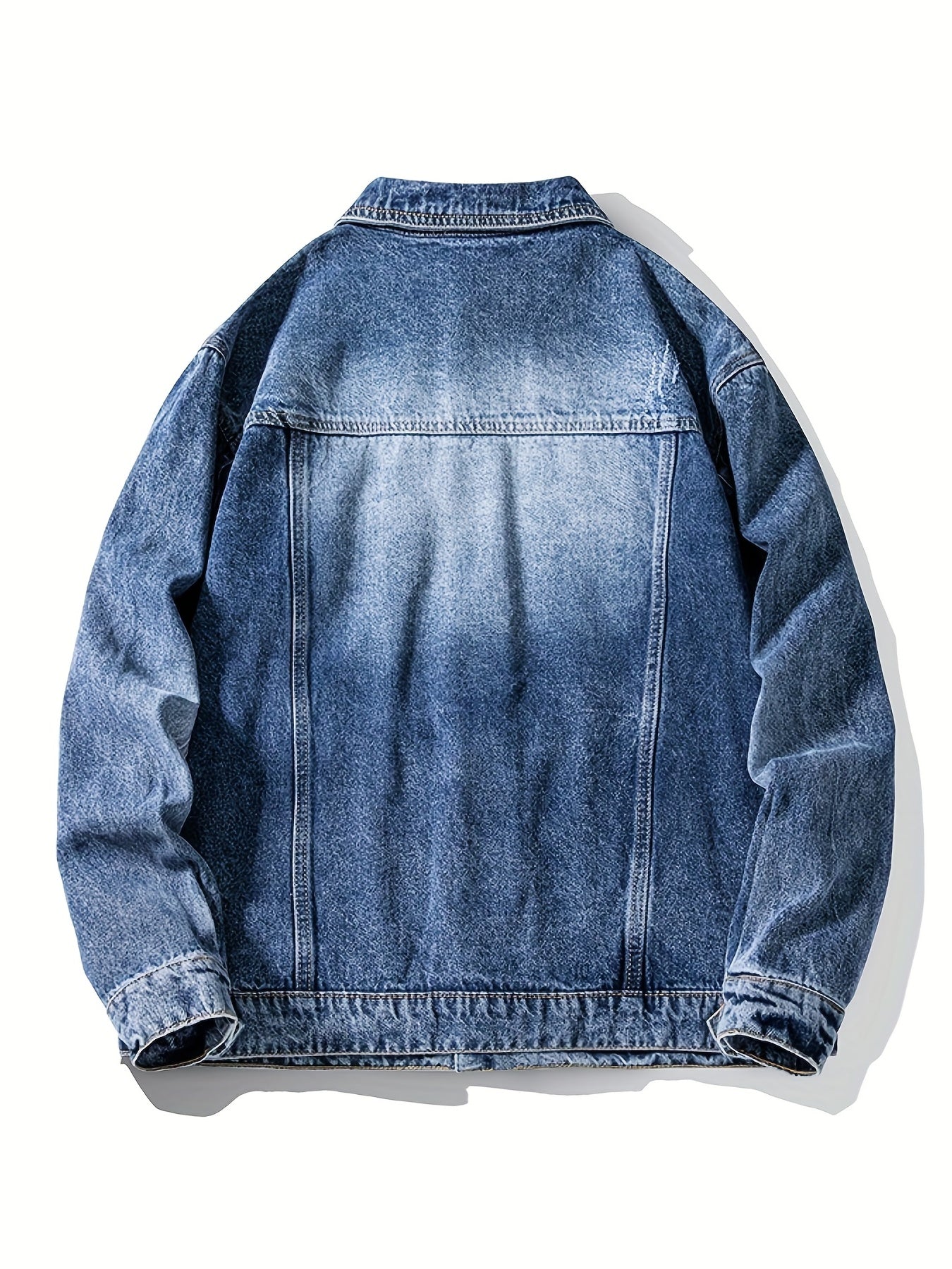 Plaid Pattern Denim Jacket Men's Casual Street Style Button Up Jacket