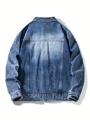 Plaid Pattern Denim Jacket Men's Casual Street Style Button Up Jacket