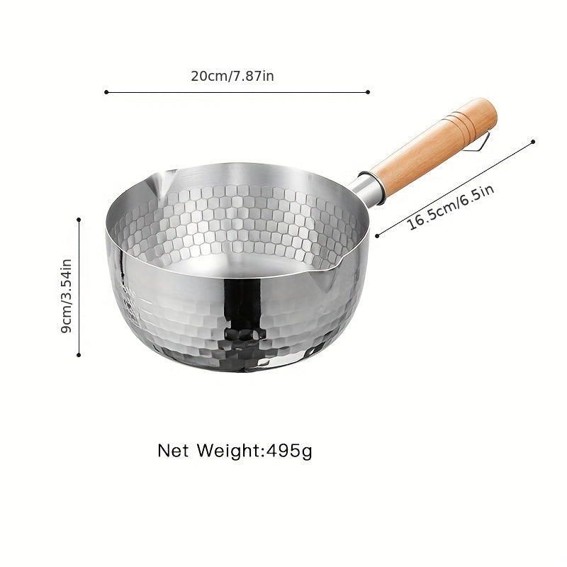 Yukihira Saucepan 7.87 Stainless Steel Nonstick Pot with Wooden Handle