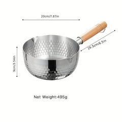 Yukihira Saucepan 7.87 Stainless Steel Nonstick Pot with Wooden Handle