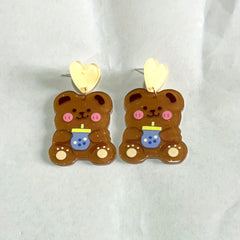 3 Pairs Bear Stud Earrings Set for Girls