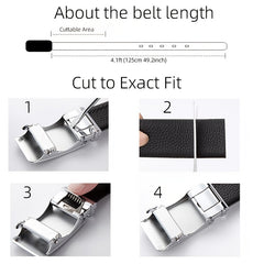 Men's Cowhide Belt with Automatic Buckle for Business & Casual