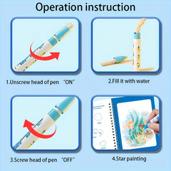 Reusable Watercolor Activity Book with Waterproof Pages