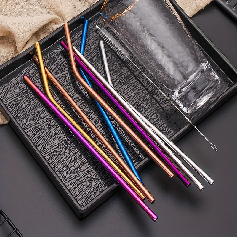8pcs Stainless Steel Reusable Straws Heat Resistant for Party Wedding