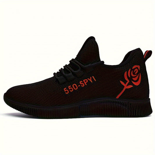 Rose Print Lightweight Running Shoes Soft Bottom Outdoor Sneaker