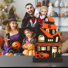 Halloween Haunted House Lights Wooden Table Decor Operated Lighting