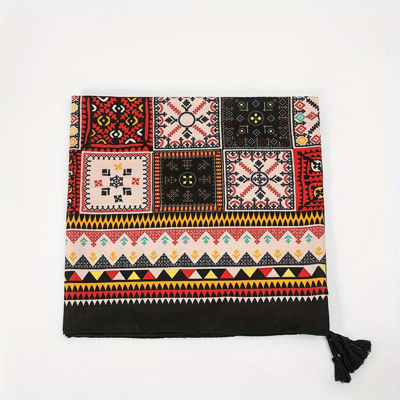 Ethnic Style Cotton and Linen Travel Scarf - Sunscreen Silk Shawl
