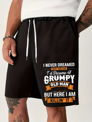 Men's Grumpy Old Man Print Drawstring Shorts