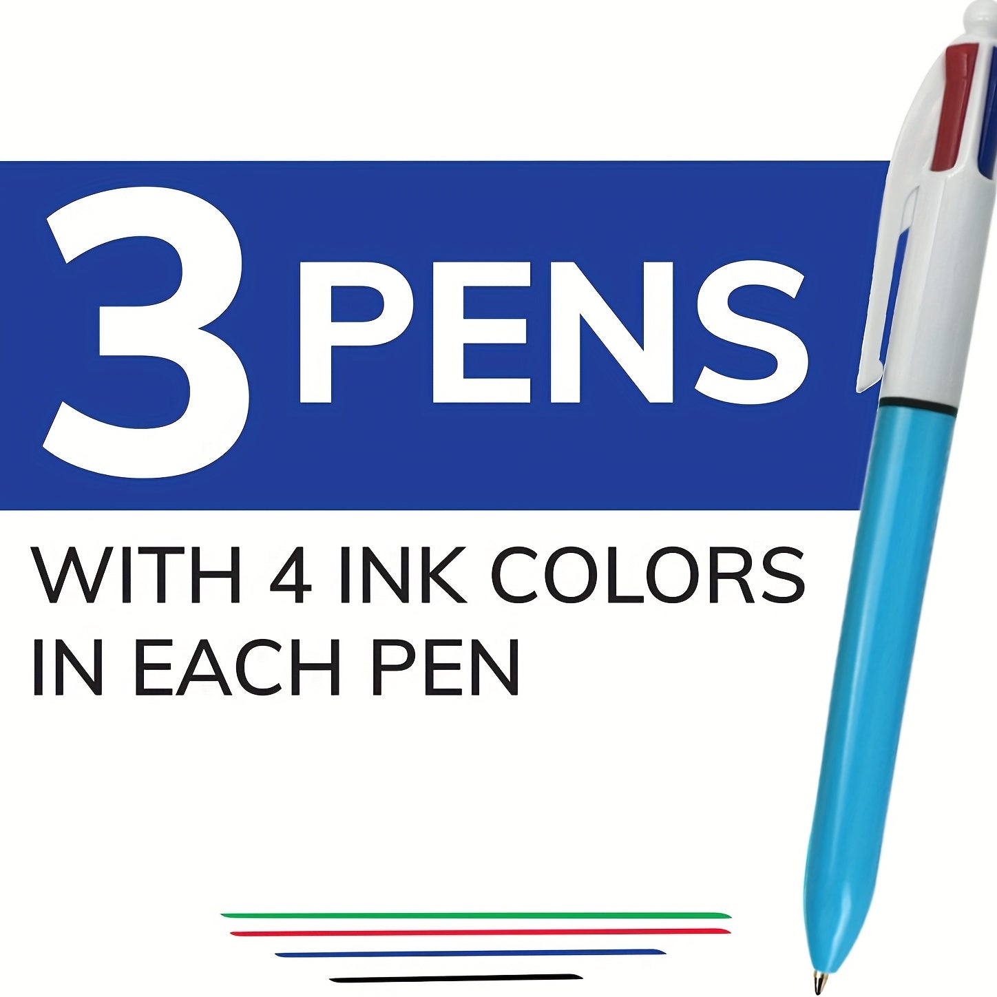 Stylish 4 Ballpoint Pens 1.0mm 4 Colors In 1 Set