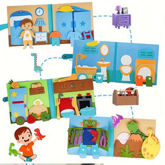 Kids Busy Board Toy Set Felt Educational House