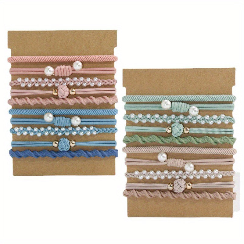 20pcs Pearl Boho Hair Ties, Elastic Ponytail Holder Hair Rope Accesso