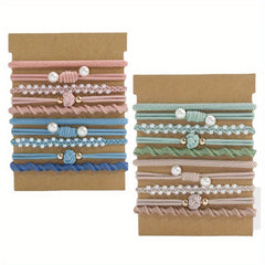 20pcs Pearl Boho Hair Ties, Elastic Ponytail Holder Hair Rope Accesso