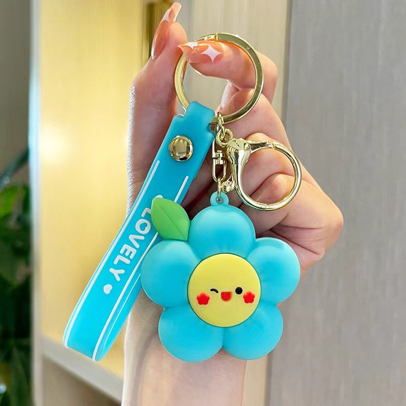 Cartoon Flower Car Key Chain Creative Keychain Ring Lanyard Pendant Accessaries