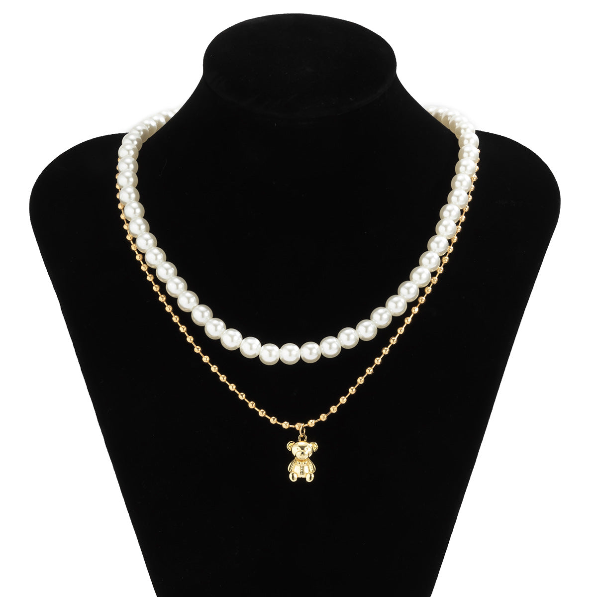 Men's Pearl Bear Pendant Necklace