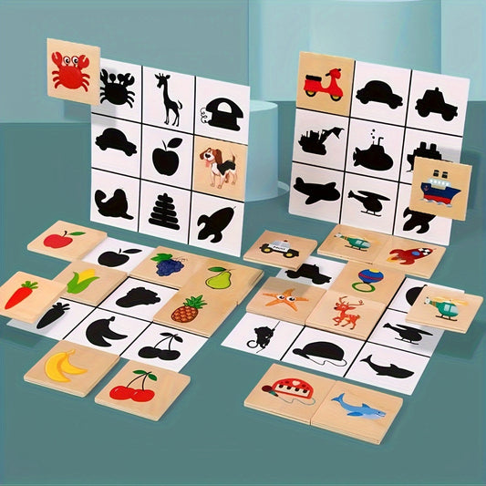 55pcs Matching Puzzle Game Animal Fruit Traffic Early Educational Toys
