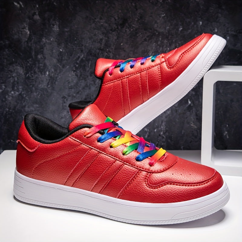 Women's Red Skate Shoes Lace Up Outdoor Shoes Lightweight Sneakers