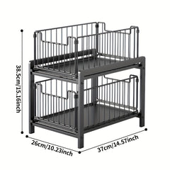 2 Tier Under Sink Cabinets Organizer Sliding Storage Drawer