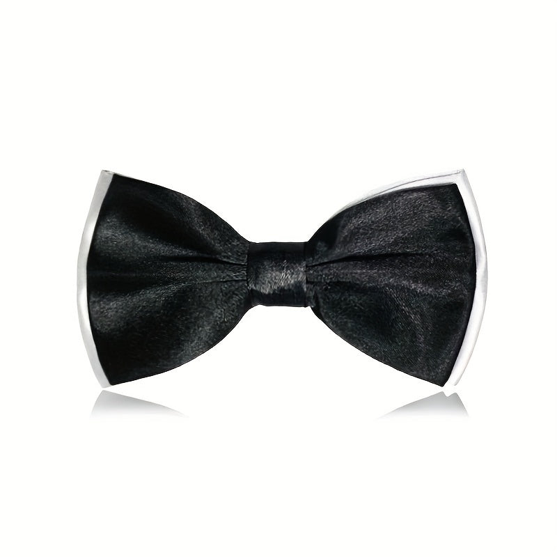 Double Layer Wedding Bow Tie for Men Business Groom Wine Red