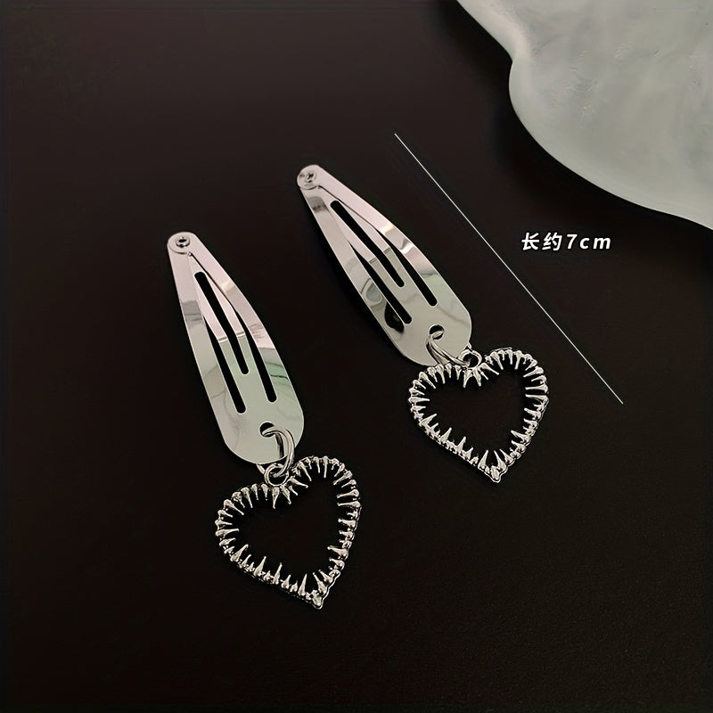 2pcs Silvery Hair Clip Snap Clip Y2K Hair Accessories