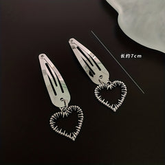 2pcs Silvery Hair Clip Snap Clip Y2K Hair Accessories