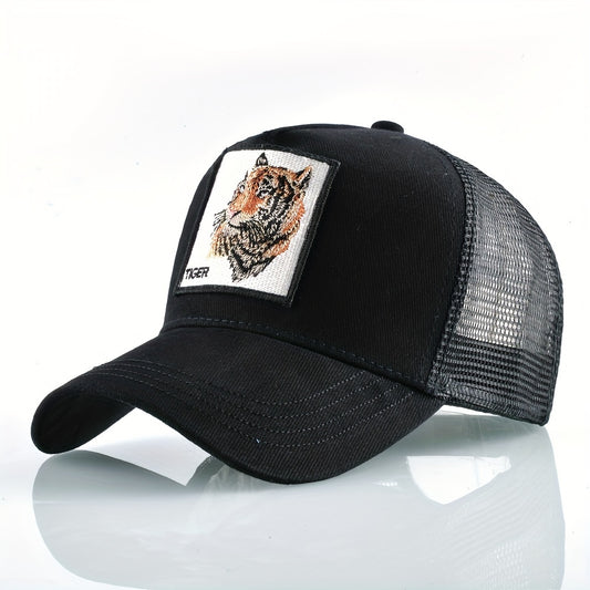 Tiger Embroidery Baseball Cap Summer Sunshade Peaked Cap Trucker Hip Hop Cap