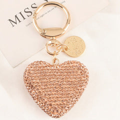 1pc Peach Heart Car Keychain Women Handbag Pendant Keyring Gift