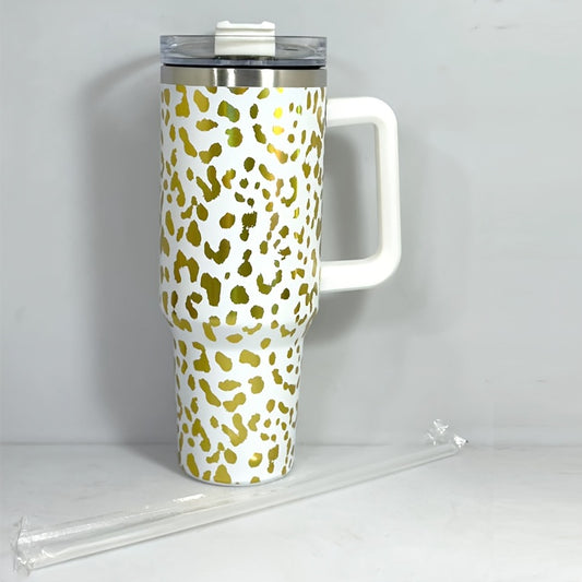 40oz Leopard Pattern Insulated Cup Stainless Steel Water Bottle