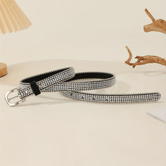 Sequin Rhinestone Belt PU Leather Waistband Y2K Hip Hop Jeans Pants Belt