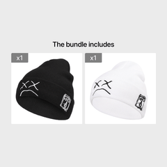Crying Face Embroidered Knit Hat