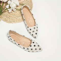 Polka Dot Ballet Flats Pointed Toe Slip On Work Flats