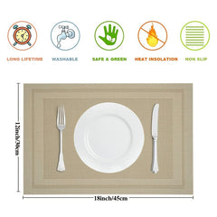 Set of 4 Heat Resistant Placemats Washable PVC Table Mats