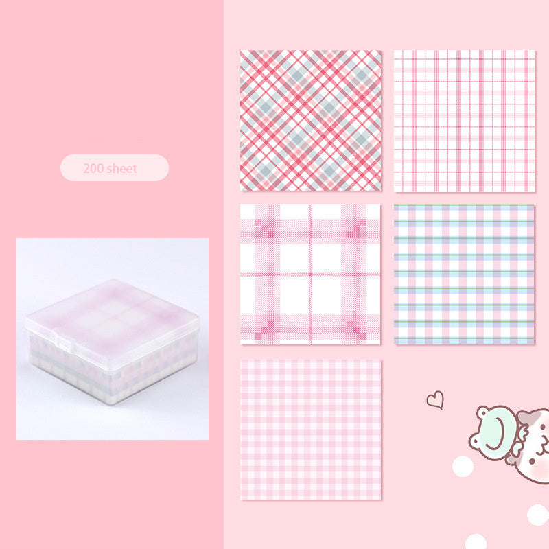 200pcs Plaid Sticky Notes Striped Book Style Non Sticky
