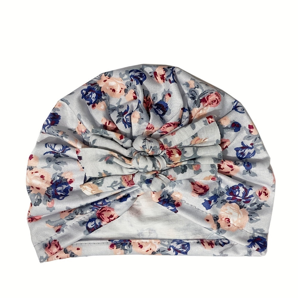 Kids Spring Autumn Hat Soft Knitted Folded Bow Print Baby Baby Hat