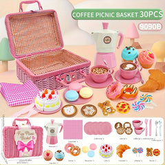 Tea Party Picnic Basket Set Pretend Play Food