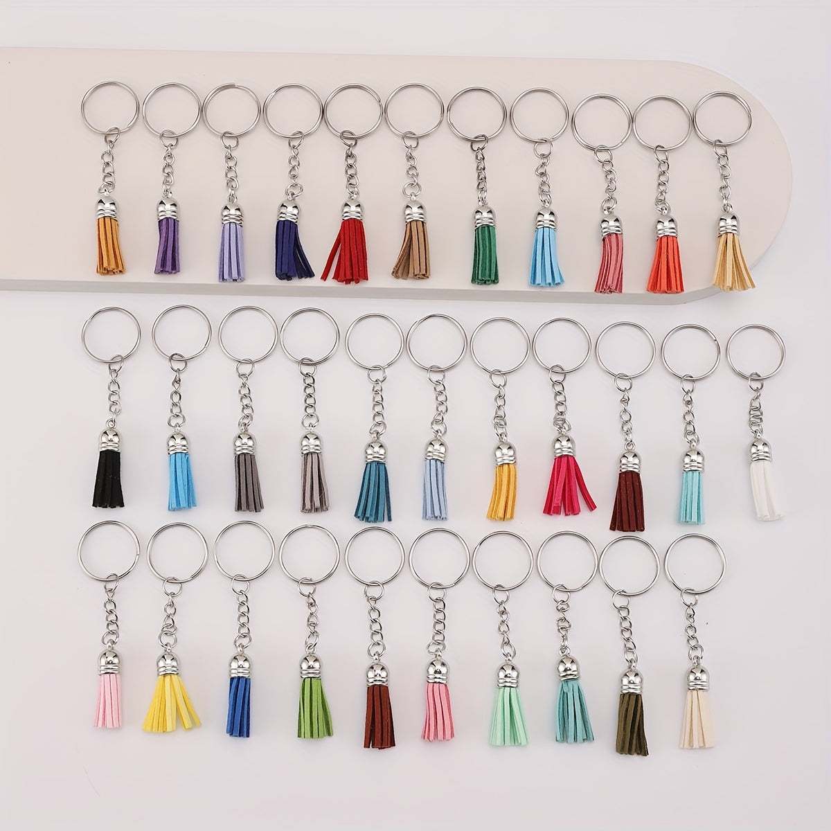 32pcs Candy Tassel Keychain Leather Key Ring Bag Charm Birthday Party Favors