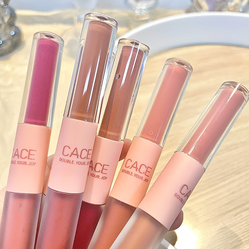 Double Ended Lustrous & Matte Lip Glaze, Translucent Lip Tint - 6 Colors