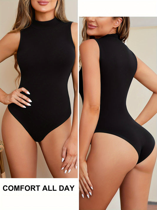 Solid Yoga High Neck Sleeveless Bodysuit Women's Sexy Workout Tank Top Jumpsuit